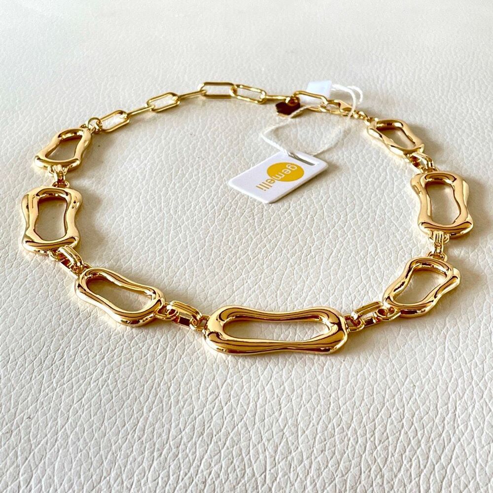 NWT Gorgeous Rare Gemilli Molten Links Gold Necklace - Picture 8 of 12